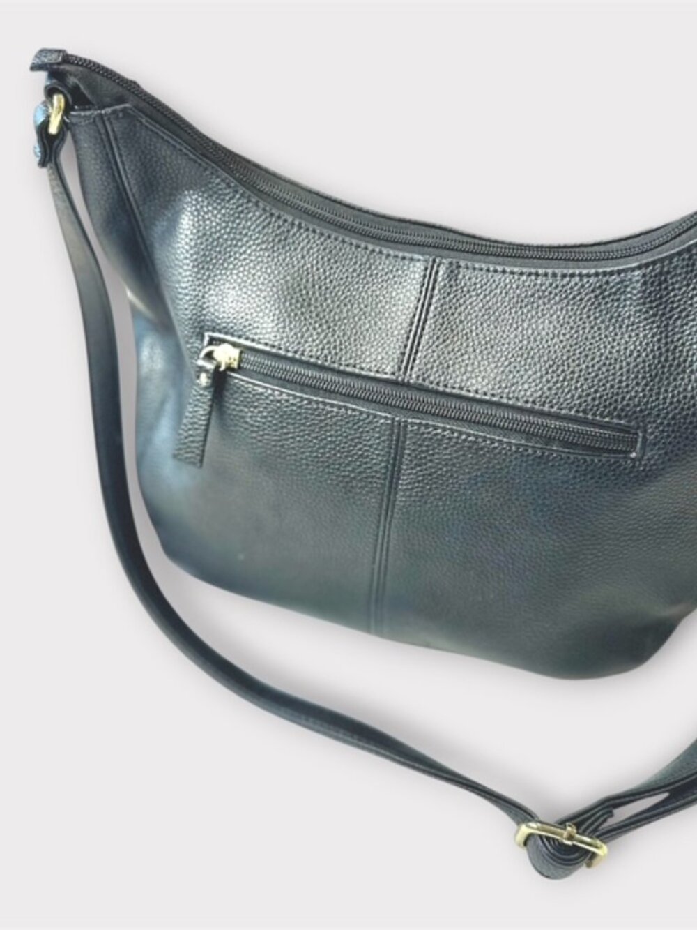 Giani Bernini Womens Leather Hobo Bag Purse Plaid Lining Black Pebble Leather - Picture 13 of 14